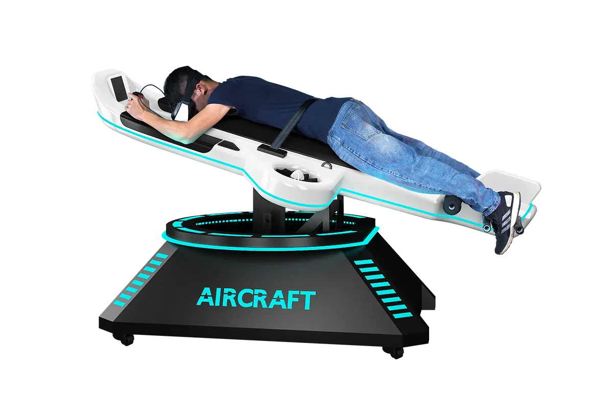 man playing vr flight simulator